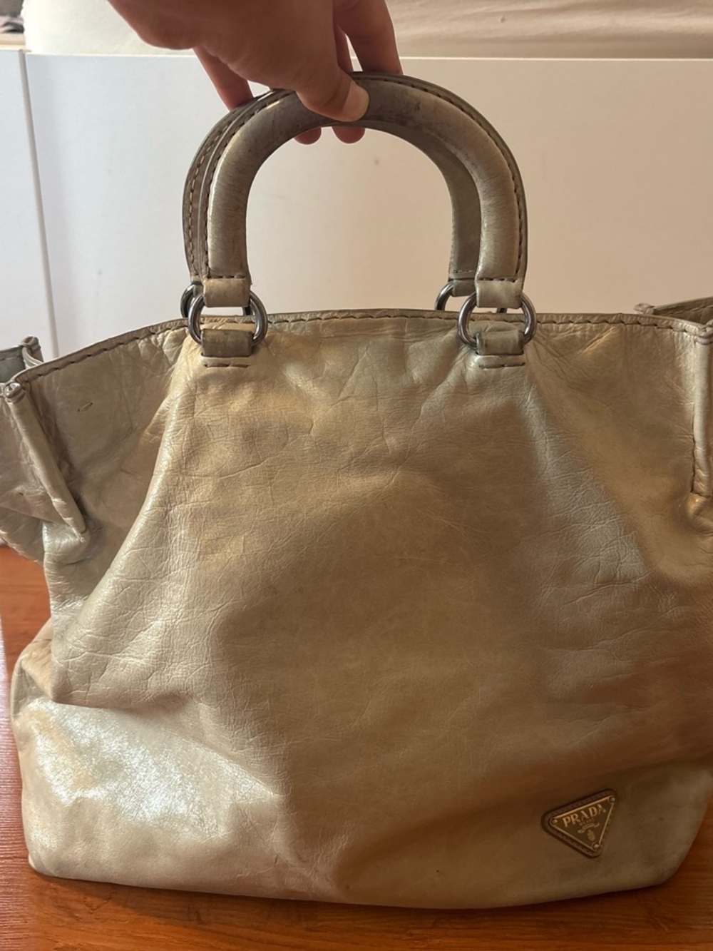 Prada Metallic Gold Leather Top-Handle Satchel